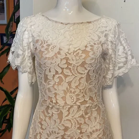 Lulus Pearson White Lace Short Sleeve Dress Size Small - Picture 6 of 16